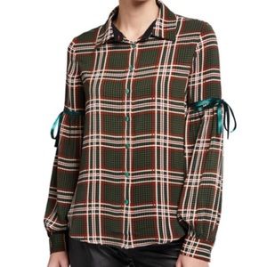 P. Luca Plaid Button Down Blouse
